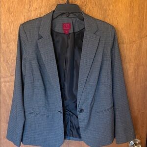 212 Collection Gray Plaid One-Button Blazer
